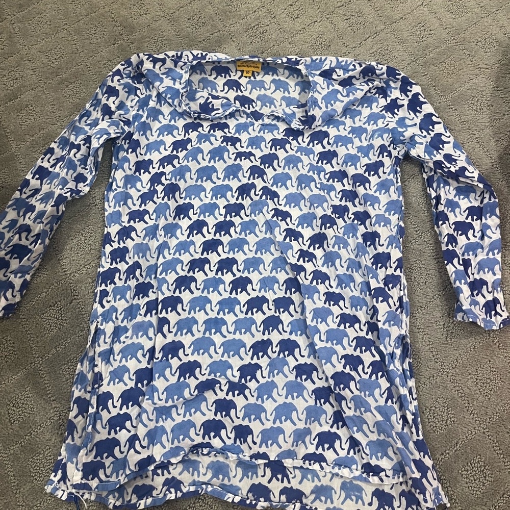 Roberta Roller Rabbit Blue and White Kids Swim Coverup